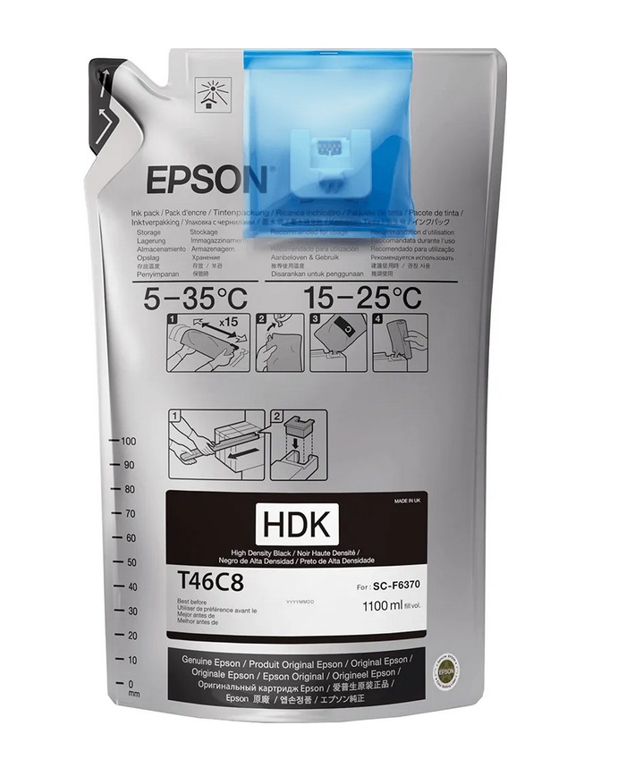 Bag de Tinta Sublimática Epson T46C8 HDK Black UltraChrome 1100 ml F6370 F9470 F9470H