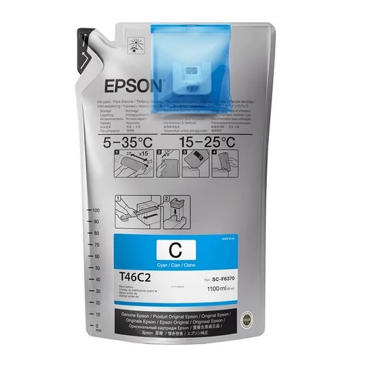 Bag de Tinta Sublimática Epson T46C2 Ciano UltraChrome 1100 ml F6370 F9470 F9470H